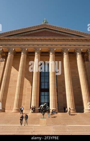 Blick auf den Vordereingang des Philadelphia Museum of Art, Philadelphia Pennsylvania Stockfoto