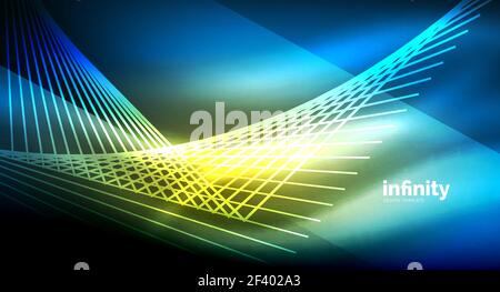 Glänzend gerade Linien auf dunklem Hintergrund, techno Digitale moderne Vorlage. Glänzend gerade Linien auf dunklem Hintergrund, techno Digitale moderne Vorlage. Vector Hintergrund Stock Vektor