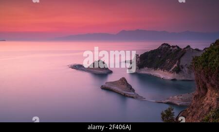 Kap Drastis, Korfu, bei Sonnenuntergang Stockfoto