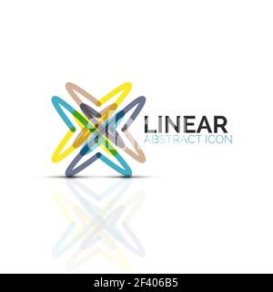 Abstrakte Blume oder Sterne minimalistisch lineare Symbol, dünne Linie geometrische Flachbild Symbol für Business Icon Design, abstrakte oder Emblem. Abstrakte Blume oder Sterne minimalistisch lineare Symbol, dünne Linie geometrische Flachbild Symbol für Business Icon Design, abstrakte oder Emblem. Vector Illustration isoliert auf Weiss mit farbigen Segmente erstellt Stock Vektor
