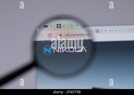 New York, USA - 18. März 2021: Nikola Corporation Firmenlogo-Symbol auf Website, illustrative Editorial Stockfoto