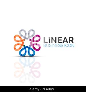 Abstrakte Blume oder Sterne, linear dünne Linie Symbol. Minimalistischer business geometrische Form Symbol mit Liniensegmente erstellt. Abstrakte Blume oder Sterne, linear dünne Linie Symbol. Minimalistischer business geometrische Form Symbol mit Liniensegmente erstellt. Vector Illustration Stock Vektor