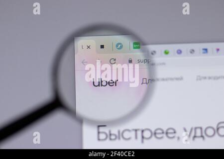 New York, USA - 18. März 2021: Firmenlogo-Symbol von Uber Technologies Inc auf der Website, illustrative Editorial Stockfoto