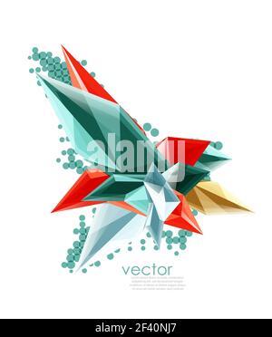 Farbe Glaskristalle auf weißem Hintergrund, geometrische abstrakte Komposition mit Glassteinen und Copyspace, Hintergrundvorlage. Vektor-Farbe Glaskristalle auf weißem Hintergrund, geometrische abstrakte Komposition mit Glas Edelsteine und Copyspace, Hintergrund-Vorlage Stock Vektor