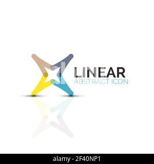 Abstrakte Blume oder Sterne minimalistisch lineare Symbol, dünne Linie geometrische Flachbild Symbol für Business Icon Design, abstrakte oder Emblem. Abstrakte Blume oder Sterne minimalistisch lineare Symbol, dünne Linie geometrische Flachbild Symbol für Business Icon Design, abstrakte oder Emblem. Vector Illustration isoliert auf Weiss mit farbigen Segmente erstellt Stock Vektor