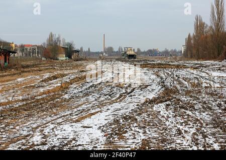 Ebener Bereich des ehemaligen Rangierbahnhofs in Pankow Stockfoto