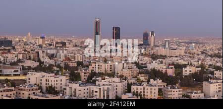 Panorama-Aufnahme der neuen Innenstadt von Amman Stadt die Hauptstadt Jordaniens Stockfoto