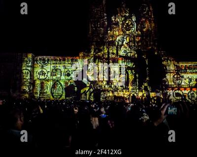 Ton und Licht in der Kathedrale von Santiago de Compostela am Tag des Hl. Jakobus, 25. Juli 2010 Stockfoto