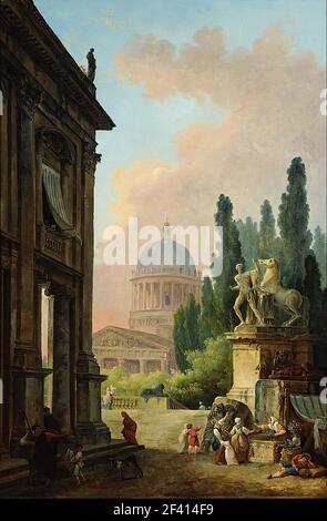 Hubert Robert - Imaginary View Rom mit Pferd Tamer Monte Kirche Von Cavallo 1786 Stockfoto