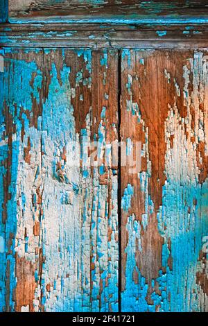 Alte bemalte Holz Wandstruktur oder kann als Hintergrund verwendet werden. Farbe Peeling Off Oberfläche.. Alte bemalte Holz Wandstruktur oder kann als Hintergrund verwendet werden. Paint Peeling Aus Stockfoto