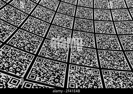 Abstrakte QR-Code Hintergrund (abgekürzt von Quick Response Code) Stockfoto