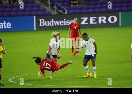 Orlando, Florida, USA, 18. Februar 2021, USA stellen Kanada während des SheBelieves Cup im Exploria Stadium gegenüber (Bildnachweis: Marty Jean-Louis) Stockfoto