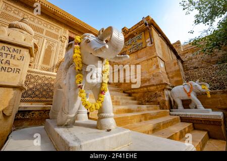 Laxminath Tempel von Jaisalmer, der Anbetung der Götter Lakshmi und Vishnu gewidmet. Jaisalmer Fort befindet sich in der Stadt Jaisalmer, im indischen Bundesstaat Rajasthan. Stockfoto