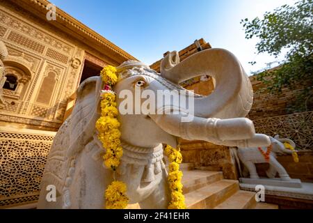 Laxminath Tempel von Jaisalmer, der Anbetung der Götter Lakshmi und Vishnu gewidmet. Jaisalmer Fort befindet sich in der Stadt Jaisalmer, im indischen Bundesstaat Rajasthan. Stockfoto