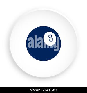 Ball für Billard-Symbol im Neomorphismus-Stil für mobile App. Sportausrüstung. Schaltfläche für mobile Anwendung oder Web. Vektor auf weißem Hintergrund Stock Vektor