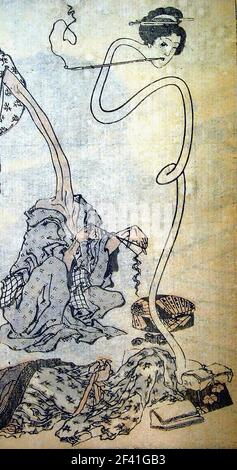 Katsushika Hokusai 葛飾北斎- Rokurokubi Stockfoto
