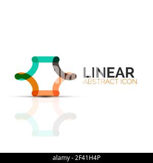 Abstrakte Blume oder Sterne minimalistisch lineare Symbol, dünne Linie geometrische Flachbild Symbol für Business Icon Design, abstrakte oder Emblem. Abstrakte Blume oder Sterne minimalistisch lineare Symbol, dünne Linie geometrische Flachbild Symbol für Business Icon Design, abstrakte oder Emblem. Vector Illustration isoliert auf Weiss mit farbigen Segmente erstellt Stock Vektor