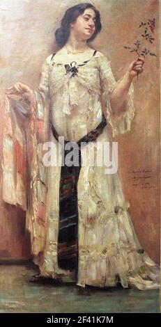 Lovis Corinth - Porträt Charlotte Berend Weißes Kleid 1902 Stockfoto