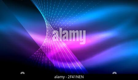 Glatte Lichteffekt, gerade Linien auf glühenden glänzend Neon dunklen Hintergrund. Energie technologie Idee. Glatte Lichteffekt, gerade Linien auf glühenden glänzend Neon dunklen Hintergrund. Energie technologie Idee. Vector Illustration Stock Vektor