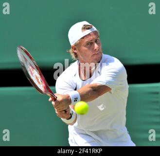 WIMBLEDON 2009 4th TAGE. JUAN MARTIN DEL POTRO V LLEYTON HEWITT. 25/6/09. BILD DAVID ASHDOWN Stockfoto