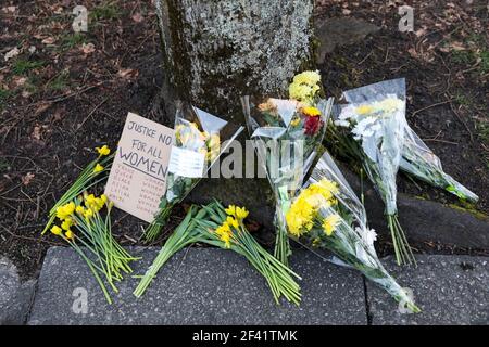 CARDIFF, WALES. MÄRZ 17 2021. Fordern Sie diese Straßen Protest vor Cardiff Central Polizeistation zurück. Stockfoto