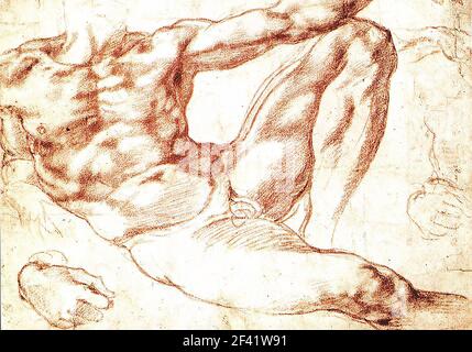 Michelangelo - Studie Adam 1C 1508 Stockfoto