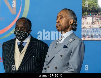 New York, Usa. März 2021, 18th. Reverend Al Sharpton nimmt an der Pressekonferenz über den Anstieg der Angriffe auf asiatische Amerikaner im NAN-Hauptquartier Teil. Am 17. März gab es einen weiteren gewalttätigen Angriff gegen asiatische Amerikaner dieses Mal in Atlanta, die 8 Menschen starben, darunter 6 von Aisan Abstammung. Reverend Al Sharpton organisierte eine Pressekonferenz, um sich mit diesem Thema zu befassen. Er wurde von asiatischen amerikanischen Führern, New York City Mayoral Kandidaten und Fürsprecher. (Foto von Lev Radin/Sipa USA) Quelle: SIPA USA/Alamy Live News Stockfoto