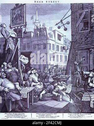 William Hogarth - Beer Street 1751 Stockfoto