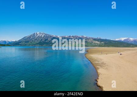 Kanada, Yukon, Carcross, Bennett Lake, Strand Stockfoto