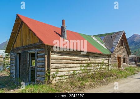 Kanada, Yukon, Carcross, Waterfront Fahren Sie entlang des Naeres River, Peter Johns Cabin ca. Anfang 20C Stockfoto