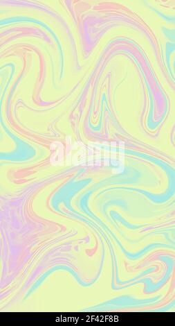Ornamentaler Hintergrund mit abstrakten Mustern, einer Kombination aus Flieder, hellem Kalk, Blau und Candy Pink Farben. Flüssige Malerei abstrakte Textur, Art tec Stockfoto