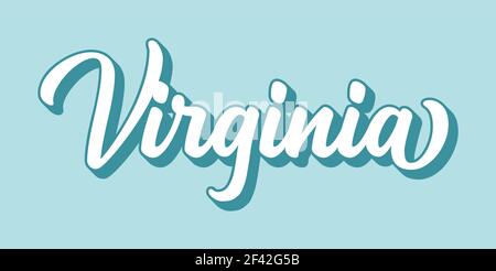Handskizzierter VIRGINIA-Text. 3D Vintage, Retro Schriftzug für Poster, Aufkleber, Flyer, Header, Karte, Kleidung, Kleidung Stock Vektor