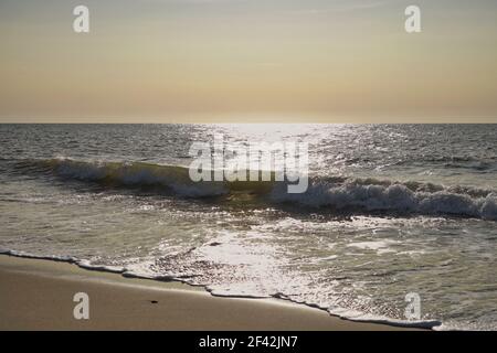 Sonnenuntergang am Henne Strand, Jütland, Dänemark Stockfoto