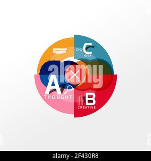 Geometrische Infografik Banner, Papier Info-Diagramm mit Farbformen erstellt. Geometrische Infografik Banner, Papier info a b c Option Diagramm mit Farbformen erstellt. Vektorgrafik Stock Vektor