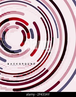 Kreisförmige Linien, Kreise, geometrischer abstrakter Hintergrund. Kreisförmige Linien Kreise, geometrischer abstrakter Hintergrund. Vektorgrafik Stock Vektor