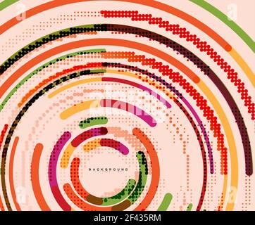 Kreisförmige Linien, Kreise, geometrischer abstrakter Hintergrund. Kreisförmige Linien Kreise, geometrischer abstrakter Hintergrund. Vektorgrafik Stock Vektor