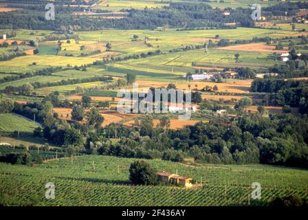 Landwirtschaftliche Landschaft im Valdarno in der Toskana, Italien Stockfoto