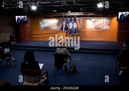 Kevin McCarthy (R-CA), Vorsitzender der House Minority, spricht auf seiner wöchentlichen Pressekonferenz. Stockfoto