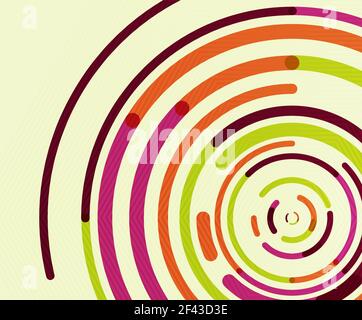 Kreisförmige Linien, Kreise, geometrischer abstrakter Hintergrund. Kreisförmige Linien Kreise, geometrischer abstrakter Hintergrund. Vektorgrafik Stock Vektor