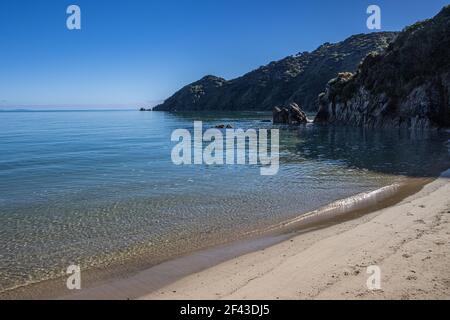 Wainui Bay von Sandspit Stockfoto