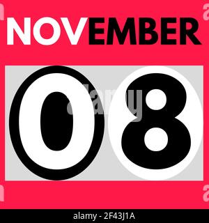 November 8 . Moderner Tageskalender Icon .date,day, month .calendar für den Monat November Stockfoto