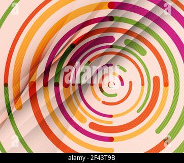 Kreisförmige Linien, Kreise, geometrischer abstrakter Hintergrund. Kreisförmige Linien Kreise, geometrischer abstrakter Hintergrund. Vektorgrafik Stock Vektor