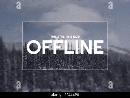 Das digital generierte Bild dieses Streams ist derzeit Offline-Text Gegen Bäume auf Winterlandschaft Stockfoto