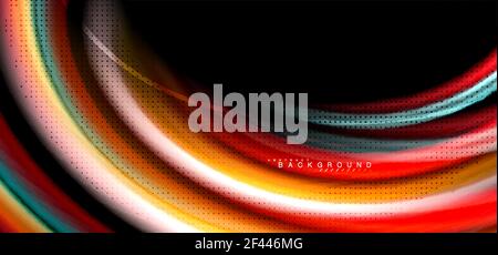 Mehrfarbige Wellenlinien auf schwarzem Hintergrund. Mehrfarbige Wellenlinien auf schwarzem Hintergrund Vektor-Design Stock Vektor