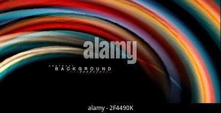 Mehrfarbige Wellenlinien auf schwarzem Hintergrund. Mehrfarbige Wellenlinien auf schwarzem Hintergrund Vektor-Design Stock Vektor