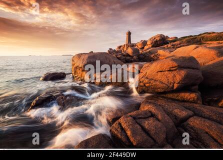 Geographie / Reisen, Frankreich, Bretagne, Cote de Granite Rose, Ploumanach, Sommer, Additional-Rights-Clearance-Info-not-available Stockfoto