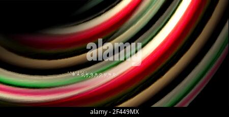 Mehrfarbige Wellenlinien auf schwarzem Hintergrund. Mehrfarbige Wellenlinien auf schwarzem Hintergrund Vektor-Design Stock Vektor