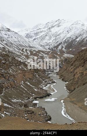 Indus Flusstal im Winter, Hemis Nationalpark, Höhenlage, Ladakh, Jammu und Kaschmir, Kaschmir, Indien, Asien Stockfoto