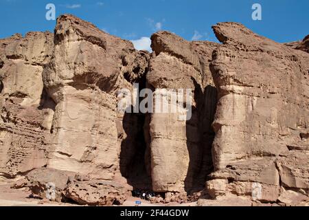 Salomos Säulen, Timna-Tal, Arava, Israel. Der Natur- und Geschichtspark Timna befindet sich im Südwesten Aravas, etwa 30 km nördlich des Gul Stockfoto