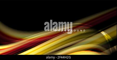 Mehrfarbige Wellenlinien auf schwarzem Hintergrund. Mehrfarbige Wellenlinien auf schwarzem Hintergrund Vektor-Design Stock Vektor